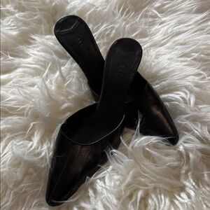 Ralph Lauren Collection black leather mule heels, Made in Italy